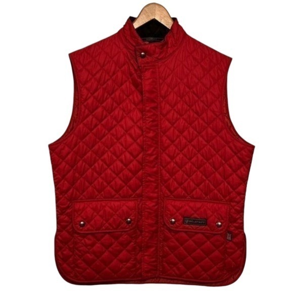 Belstaff Red Quilted Waistcoat Vest Mens Size 52 - Picture 1 of 9